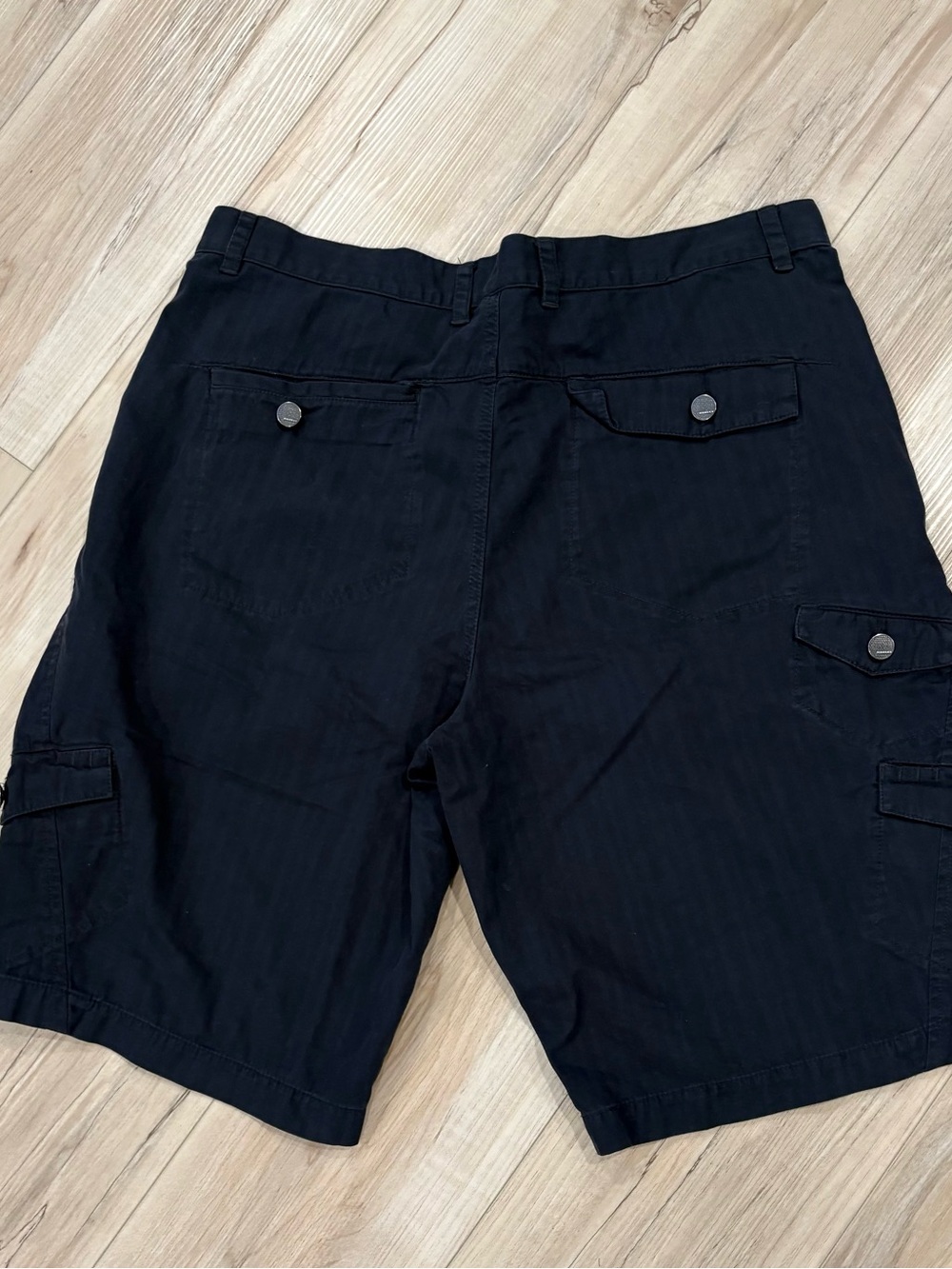 Oakley Black Striped Cargo Shorts with Button-Flap Pockets